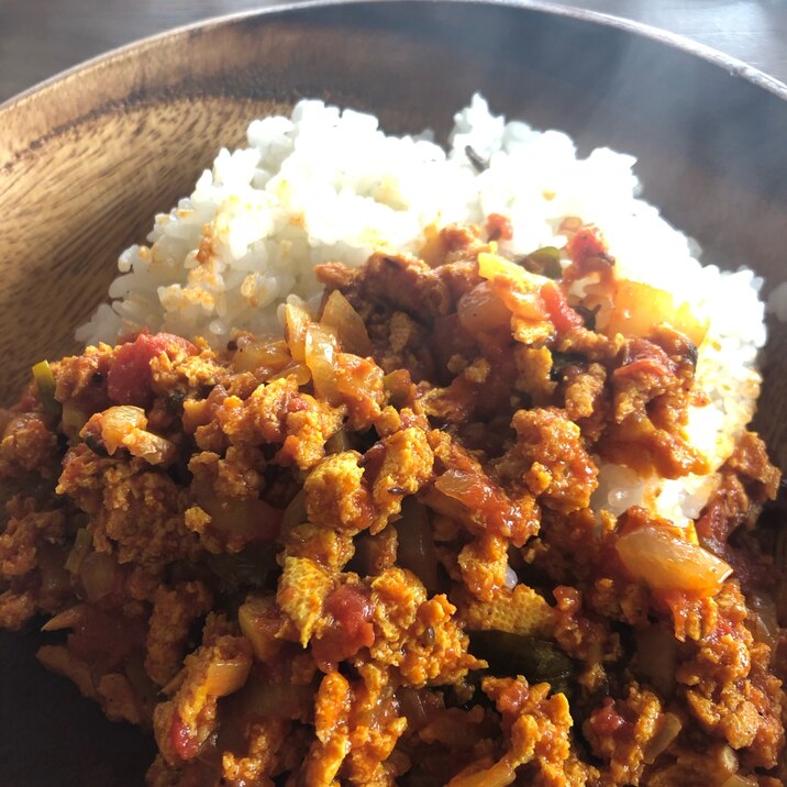 冷凍豆腐と干し椎茸de Vegan ドライカレー